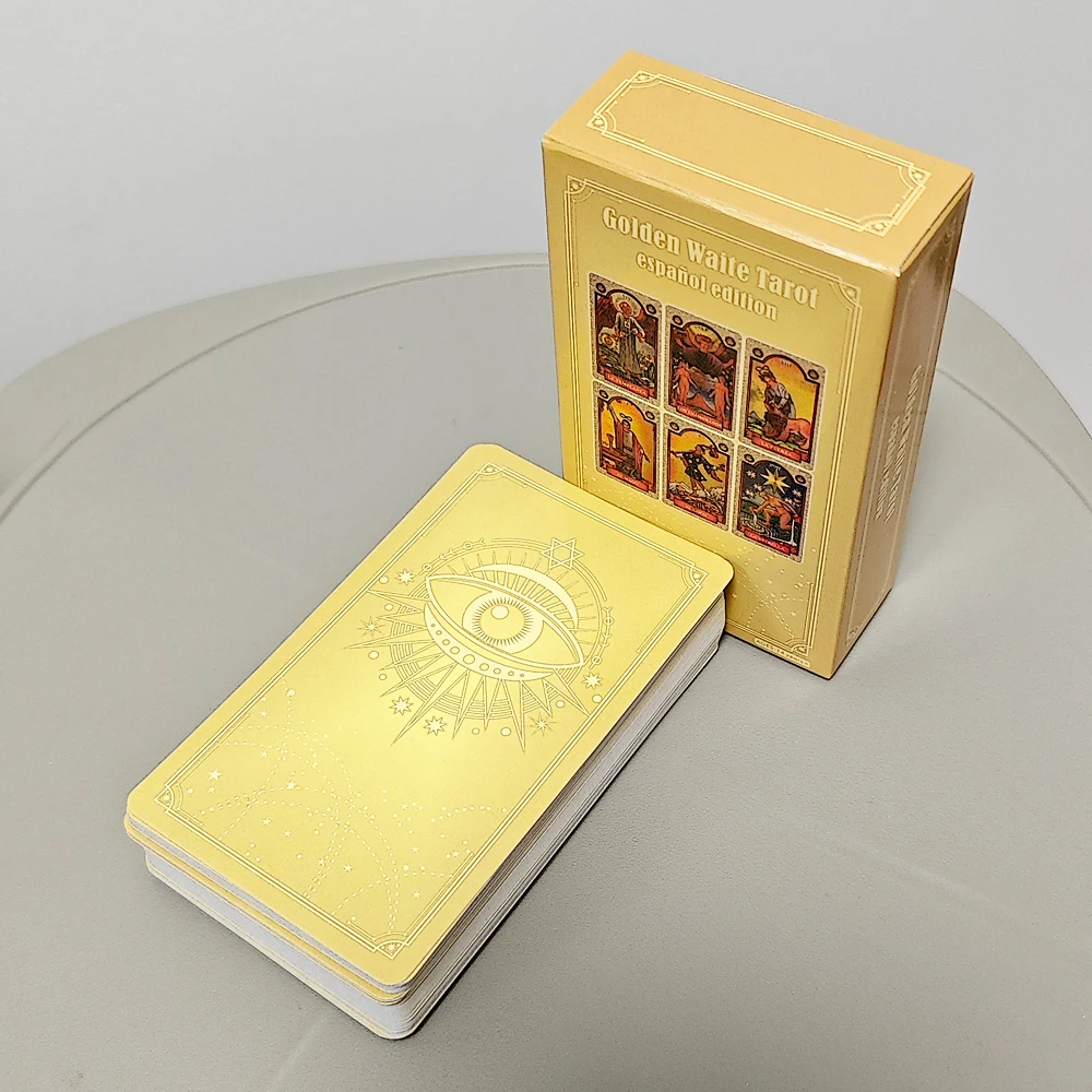 

Pocket Edition Golden Waite Tarot Spanish Language Español 10.3*6cm 78 Pcs Tarot Cards