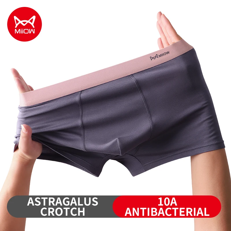 

MiiOW 3Pcs Silky Men Underwear Boxers 10A Antibacterial Crotch Men's Panties Dry and Breathable Mens Underpants Man Boxer Briefs