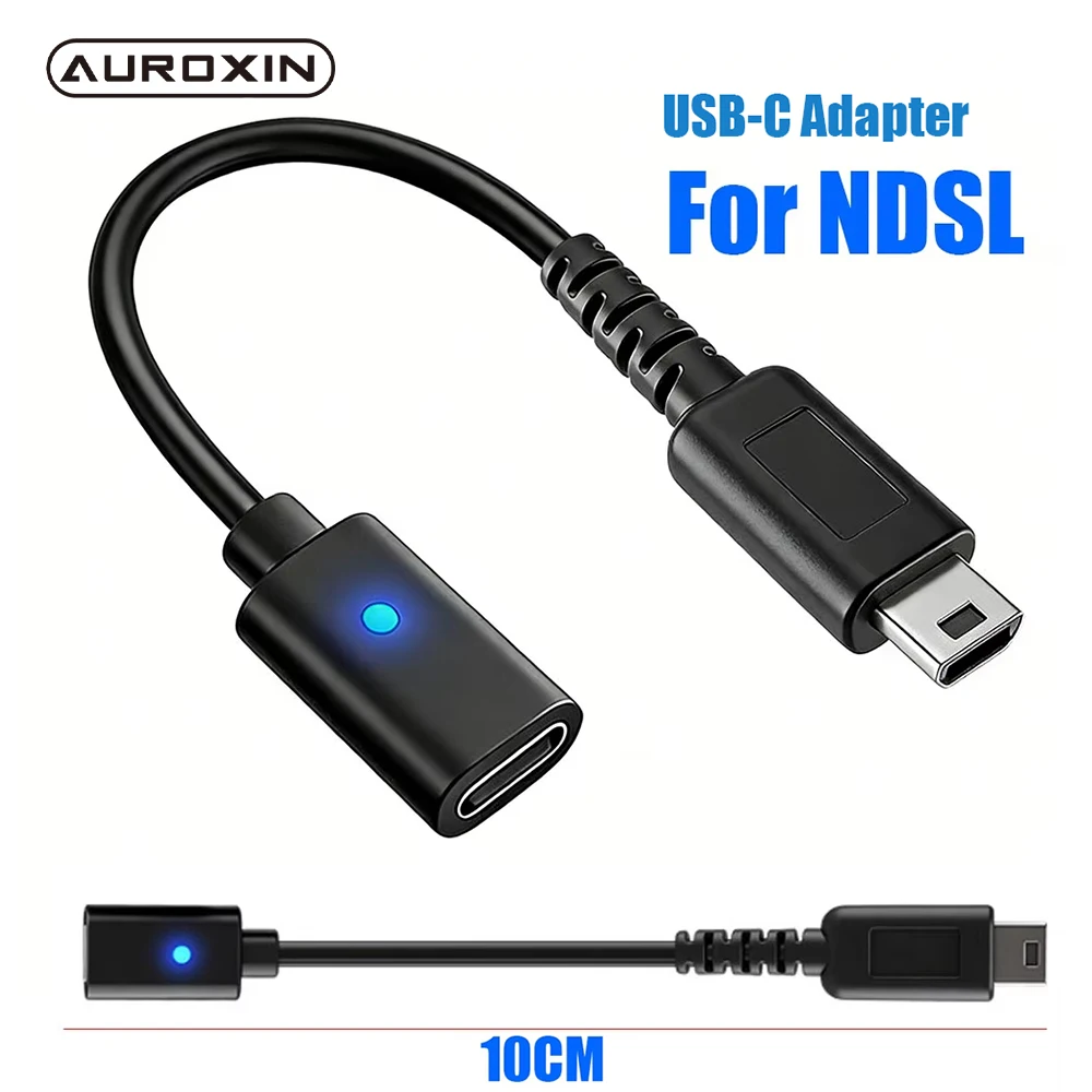 Auroxin Typ-C Ladeadapter USB-C Stromversorgungsanschluss mit LED für Nintendo DS Lite NDSL Konsole – Detail 2
