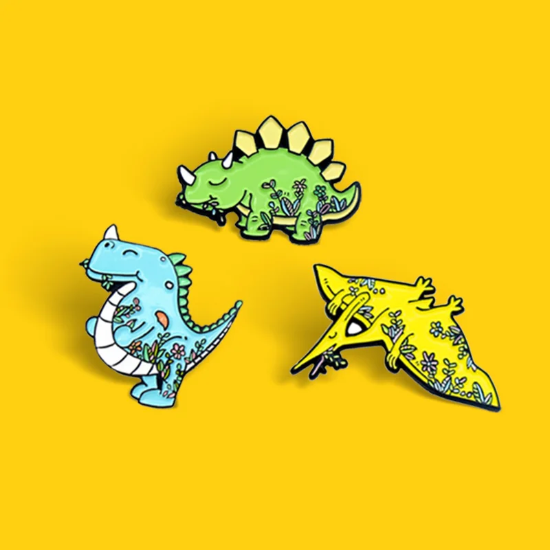 

Pin Custom Cute Animal Badge Pterosaur Tyrannosaurus Brooches Bag Clothes Lapel pin Jewelry Gift Kids Forest Dinosaur Enamel