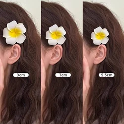 5.5/7/8/9cm Plumeria Flower Hair Clips For Women Girls Hairpins Egg Flower Barrette Hawaiian Wedding Artificial Headwear