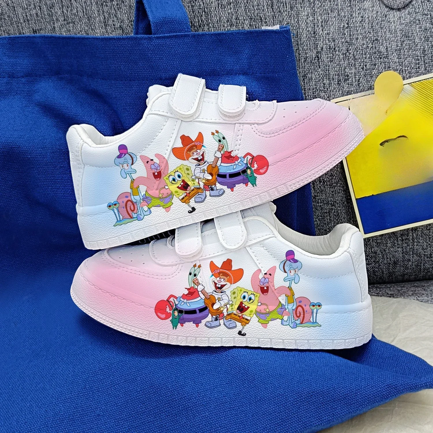 Original cartoon SpongeBob SquarePants princess cute Casual shoes soft sports shoes for girlfriend gift EU size 25-38