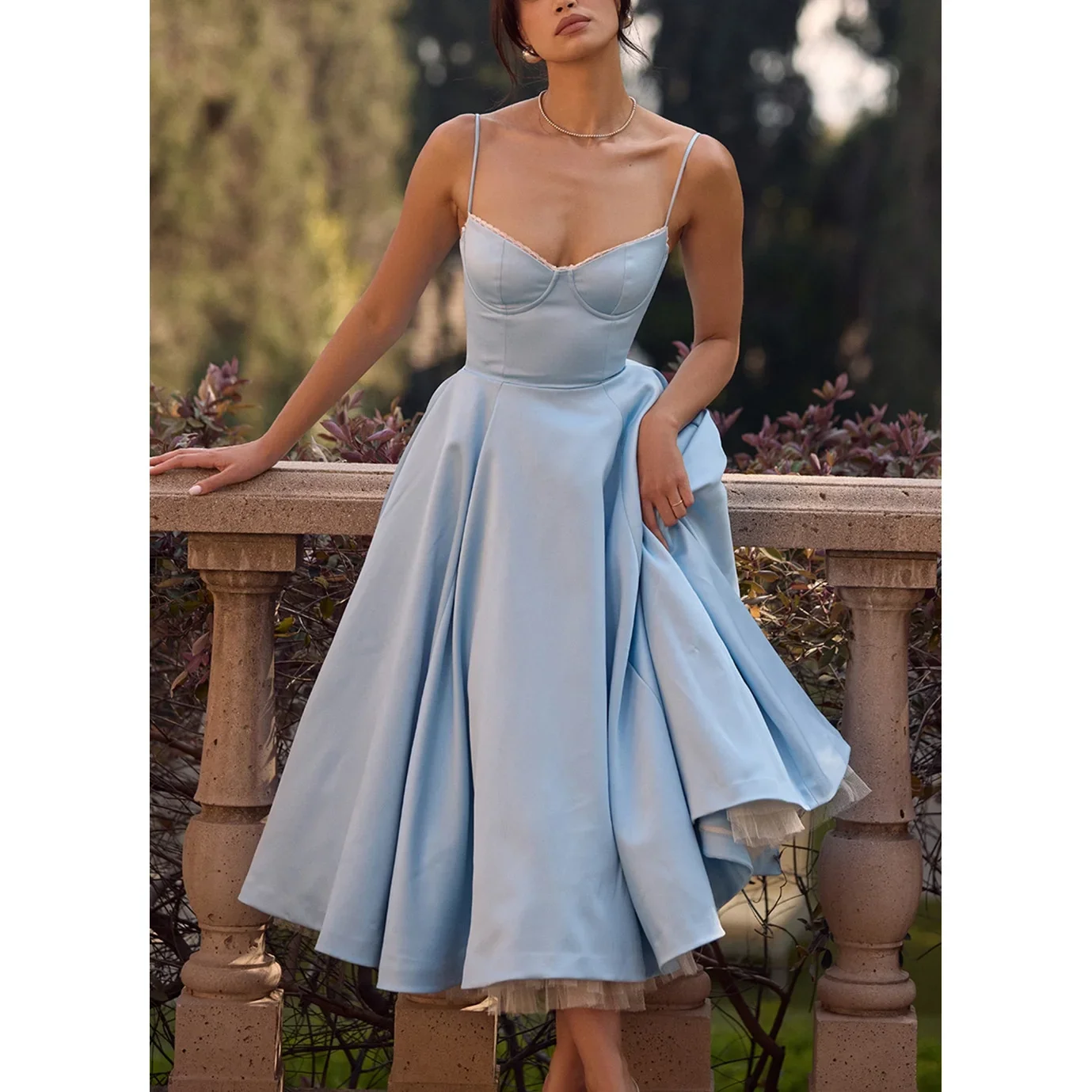 

Double Layer European And American Women's New Best-Selling New Type SlingVCollar Sleeveless Dress Pettiskirt Long Skirt