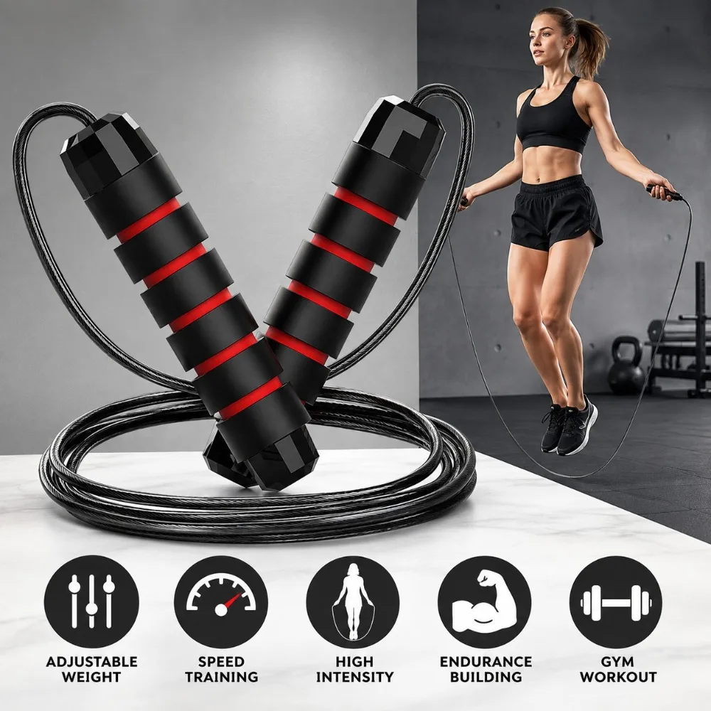 High-Speed Ball-Bearing Jump Rope, Competitive Fitness Training Rope, Non-Slip Handles.