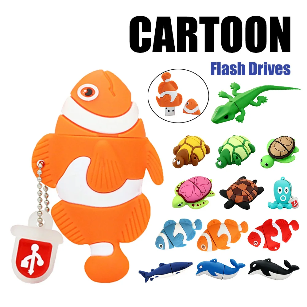 ペンドライブ 4 ギガバイト USB 2.0 フラッシュドライブ漫画動物金魚ペンドライブ USB メモリスティックカメイルカサメ 64 ギガバイトペンドライブ