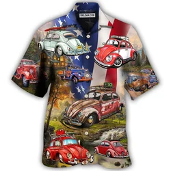 Designer Men's Hawaiian Shirt Cuban Collar For Men 3d Mechanical Locomotive 2024 Summer Fashion Cool Short Sleeve Tops