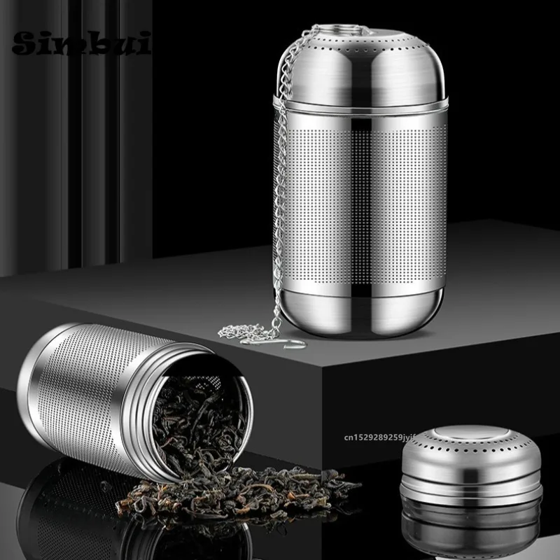 مصفاة شاي مع سلسلة من الفولاذ المقاوم للصدأ أوراق الشاي Infuser التوابل التوابل الكرة مصفاة إبريق الشاي غرامة شبكة القهوة تصفية Teaware #1