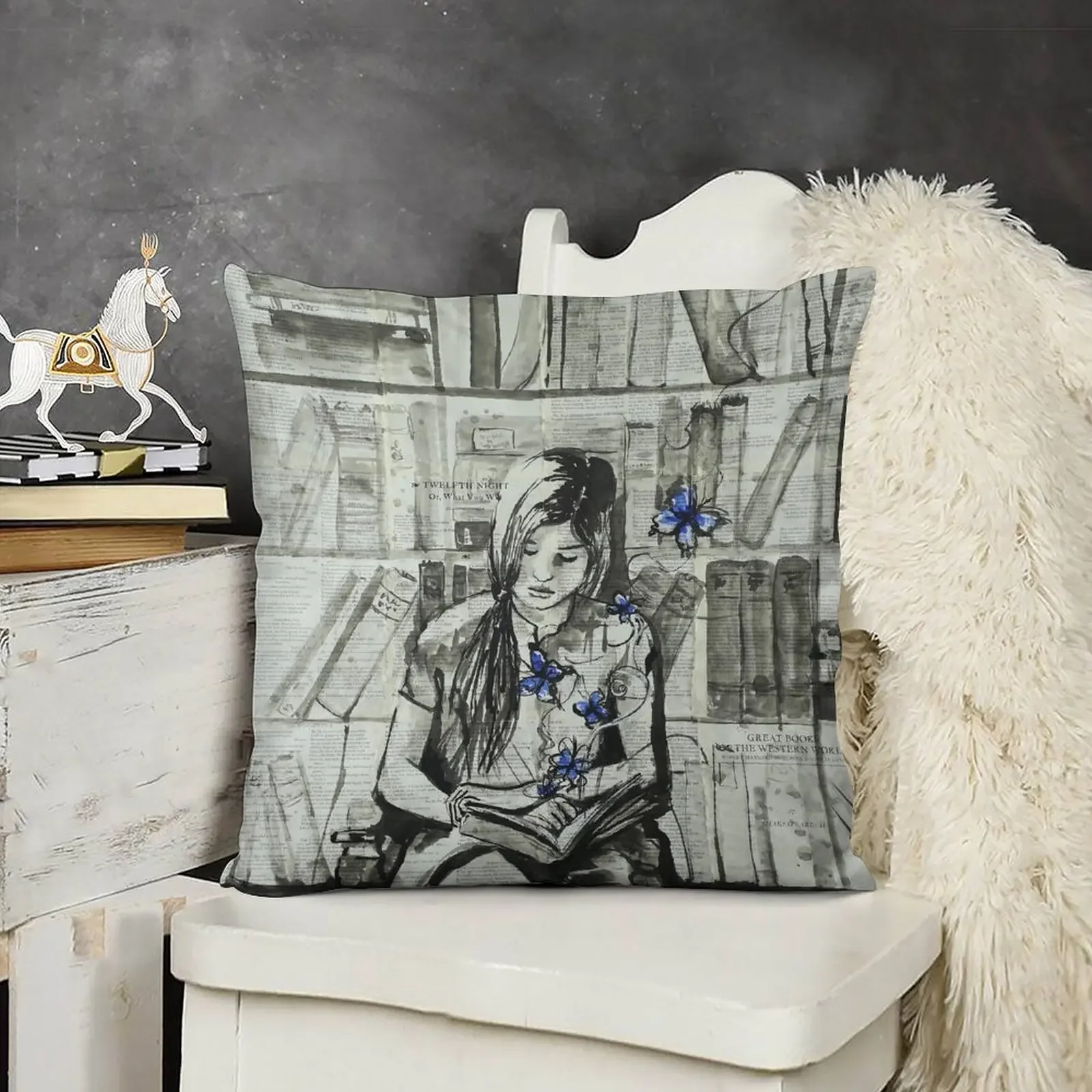 

Lost In Words Throw Pillow Sitting Cushion Bed pillowcases pillow