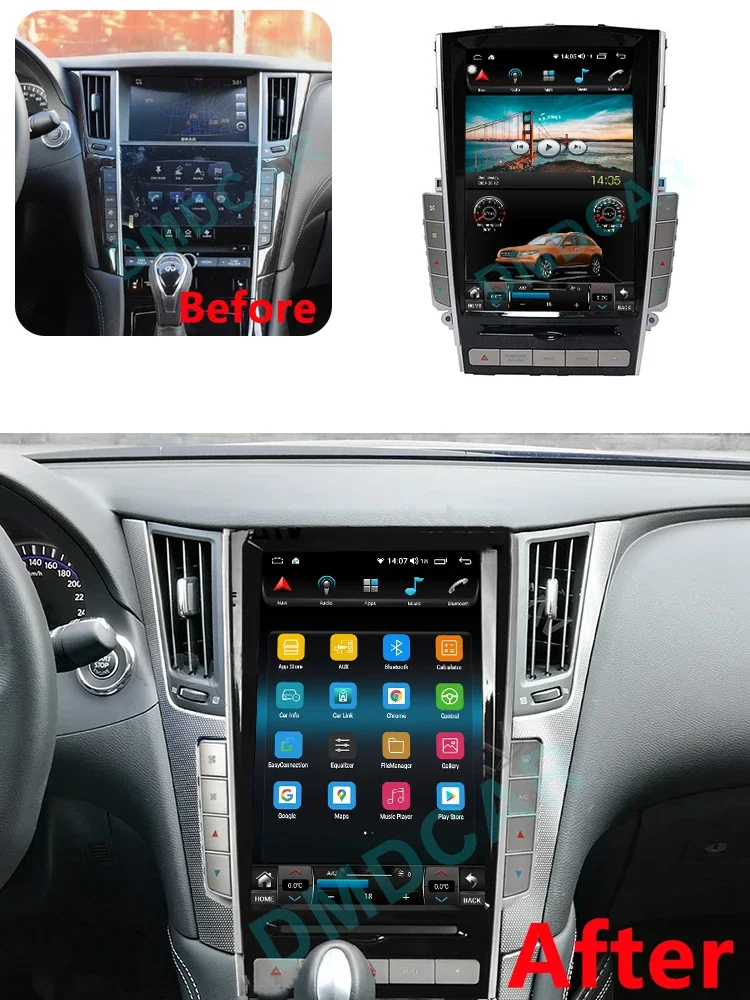 شاشة على طراز تسلا لـ Infiniti Q50 و Q50L ، مشغل سيارة لاسلكي ، مشغل فيديو ، ملاحة بنظام تحديد المواقع ، أندرويد 12 ، عمودي ،