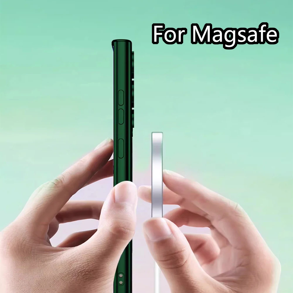 Electroplated Magnetic Clear Case For Samsung Galaxy S24 S23 S21 Fe S25 Ultra S22 Plus For Magsafe Soft Cover Lens Protective