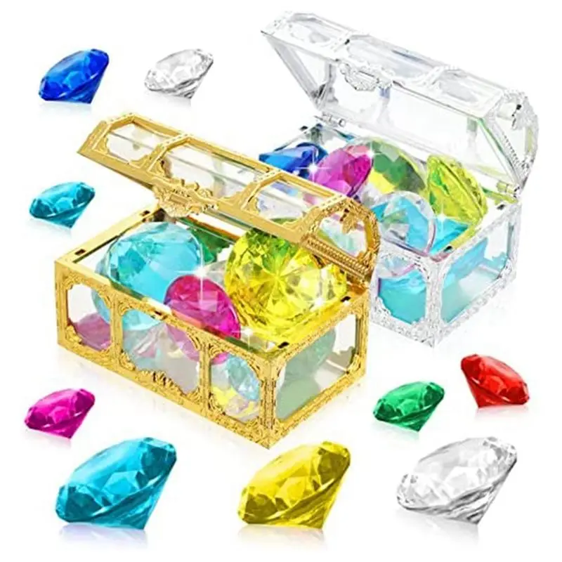 B05C-24 PCS Diving Gem Pool Colorful Summer Swimming Gem Diving Treasure Pirate Boxes Underwater Swimming Set