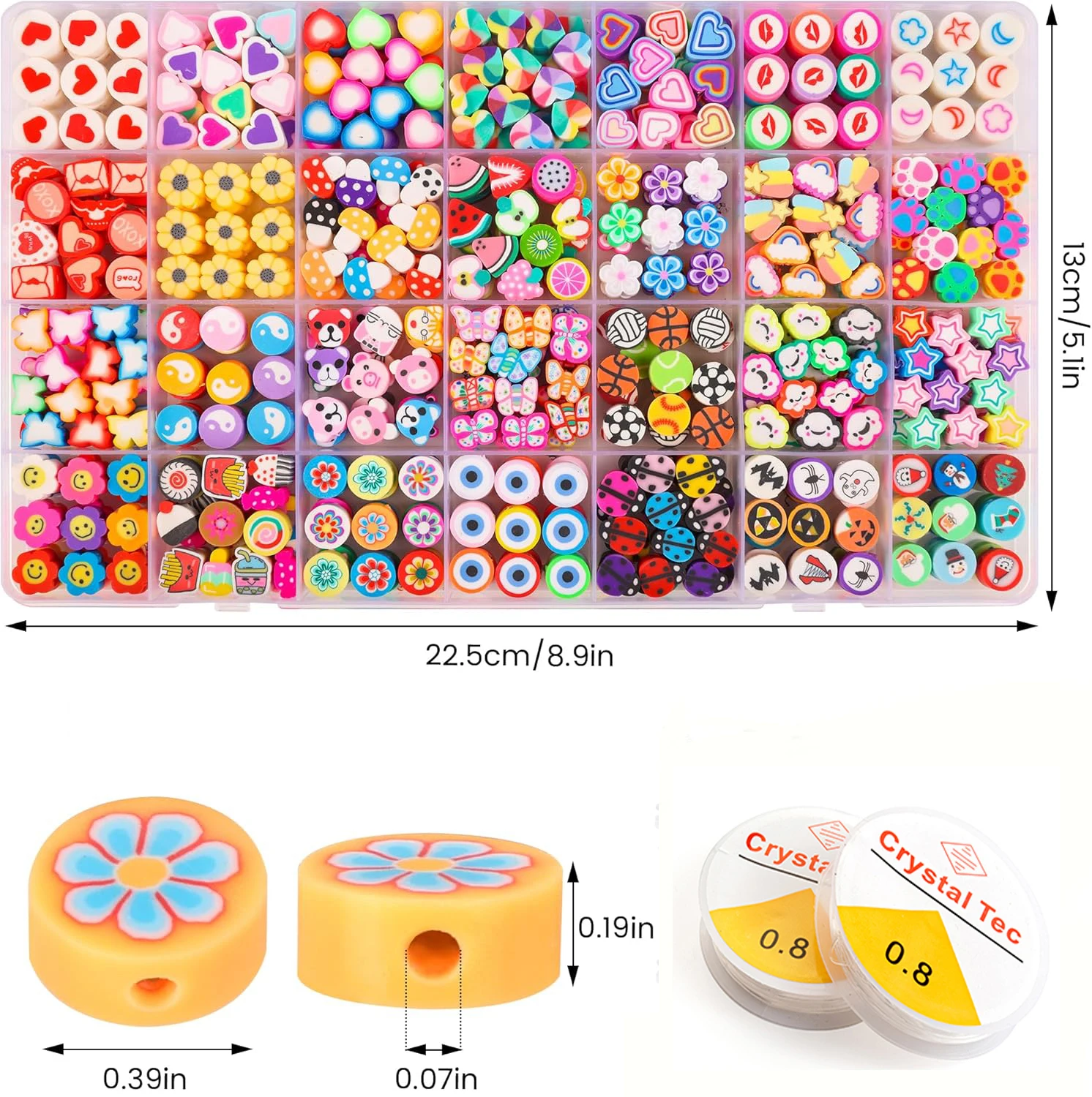 1 Box 28 Styles Cute Polymer Clay Beads Bracelet Necklace Making Kit Gift Box Charms for Jewelry Making DIY Accessories