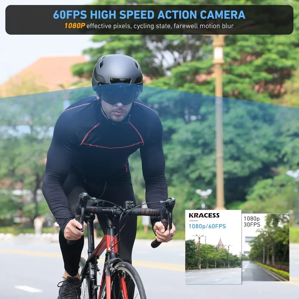 Helmets for Men Smart Helmets for Adults with 1080P 60 fps Sports Camera Dual Antenna Bluetooth Womens Bike Helmet