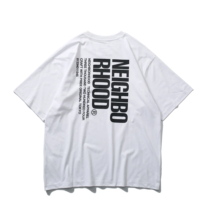 Classic Black White NEIGHBORHOOD Short-sleeved T-shirt Pop Japanese Harajuku Women T Shirt Signature Slogan Top NBHD T Shirts