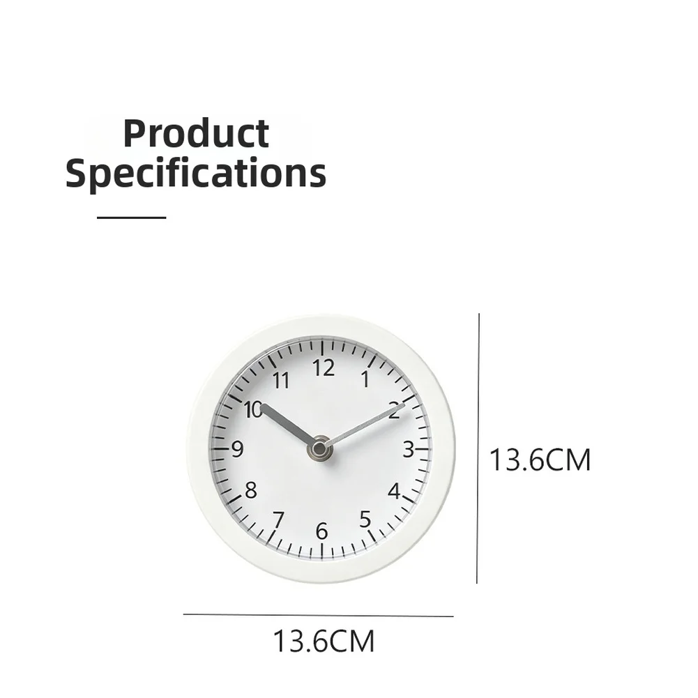 Waterproof Silent Wall Clock With Suction Cup For Bathroom Kitchen, Minimalist Analog Digital Display, Noiseless Sweep Movement