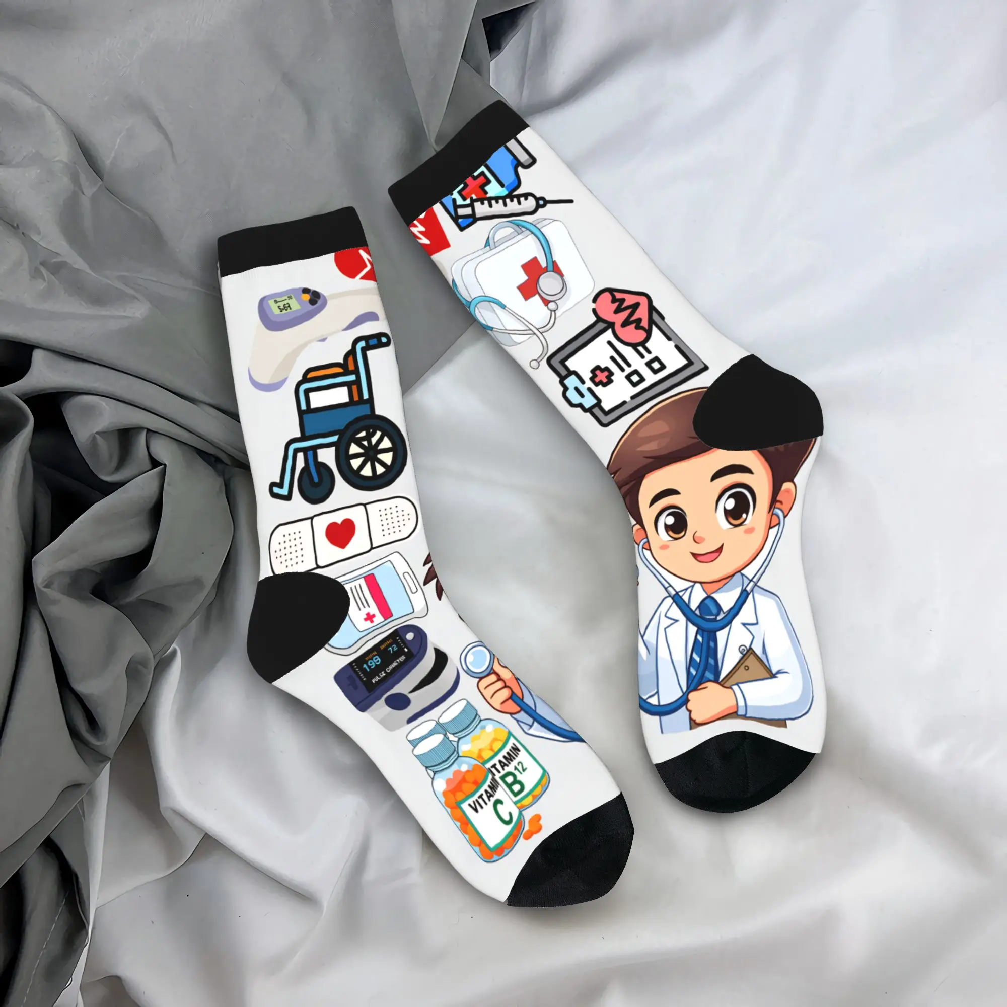 

Men Socks Wear Nurse and Stethoscope Medical Stockings Autumn Korean Medium Soft Socks Graphic Cycling Anti Bacterial Socks
