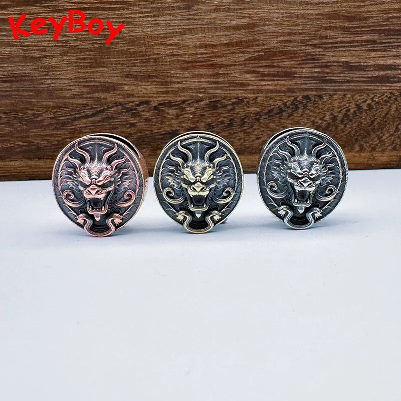 Brass Dragon Head Paracord Rope Beads Pendants Outdoor EDC Tool Flashlight Lanyard Hangings Jewelry DIY Bracelets Accessories