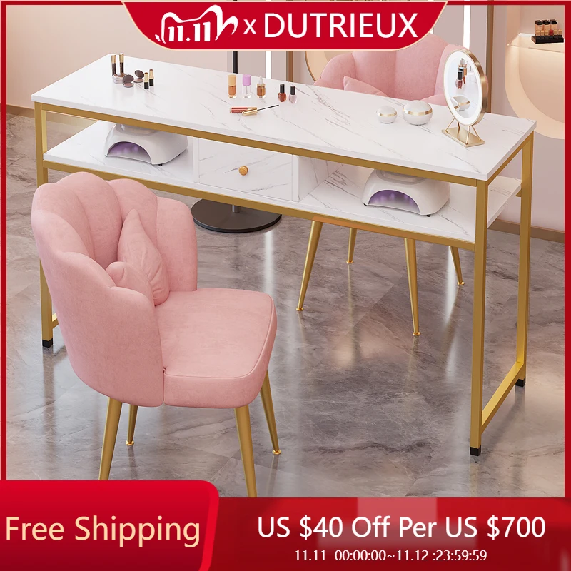 

Drawer European Nail Desk Square Aesthetic Designer Nail Desk Simple Minimalist High Quality Simple Wood Nageltisch Furniture