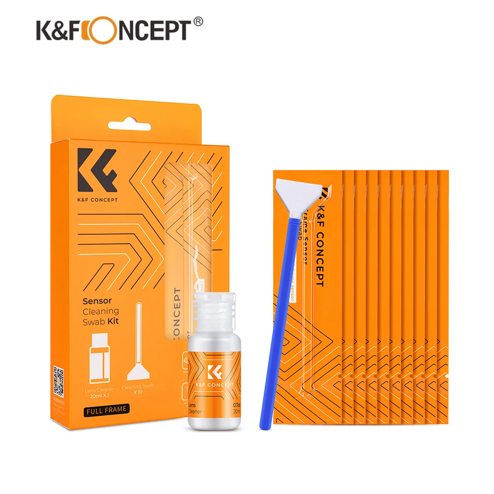 K&F Concept Cleaning Kits 20ml Cleaning Liquid And 10Pcs Lndependent Vacuum Packaging 24mm Full Frame Sensor Cleaning Swabs