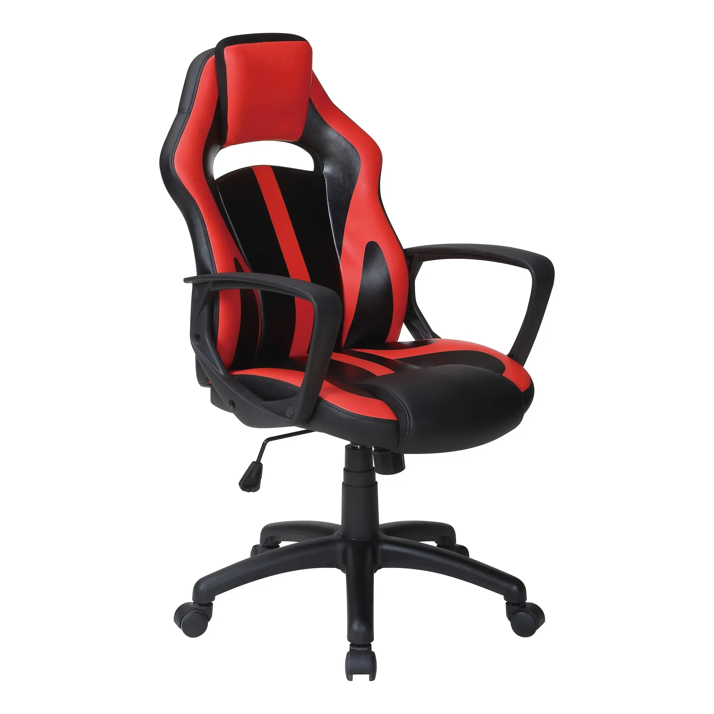Adjustable Faux Leather Gaming Chair With Lumbar Support And 360 Degree Rotation Red Black