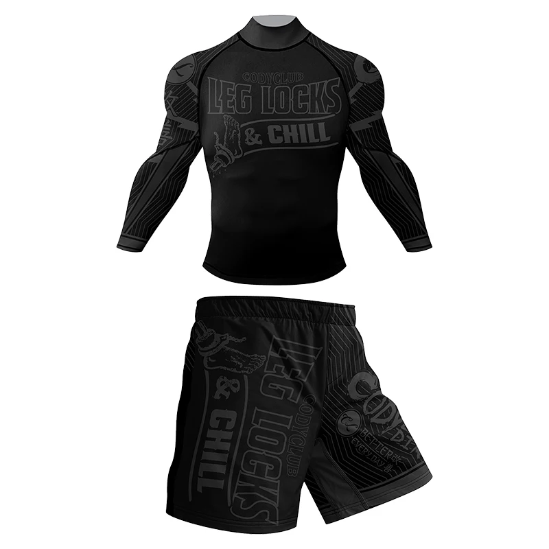 أخبار الساق Kocks البرازيلي جيو جيتسو ملابس رياضية الرجال لا جي BJJ جيو جيتسو Rashguard قمصان MMA السراويل مع المطاط اللياقة البدنية الرياضة #5