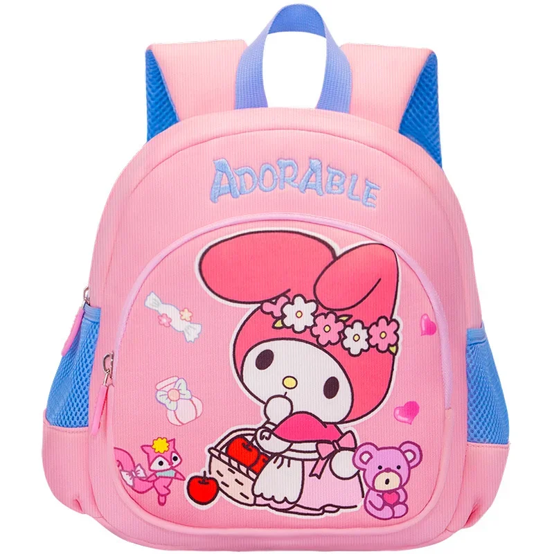 Sanrio Kulomi-mochila escolar con dibujos animados para niños, morral de gran capacidad con diseño de perro Yugui, empalme simple, color contrastante