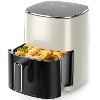 Image Air Fryer 6 Quart Capacity with Window Square Air Fryer 12-in-1 Air Fry, Roast, Reheat, Dehydrate, Bake, Steam with 400F, Beige