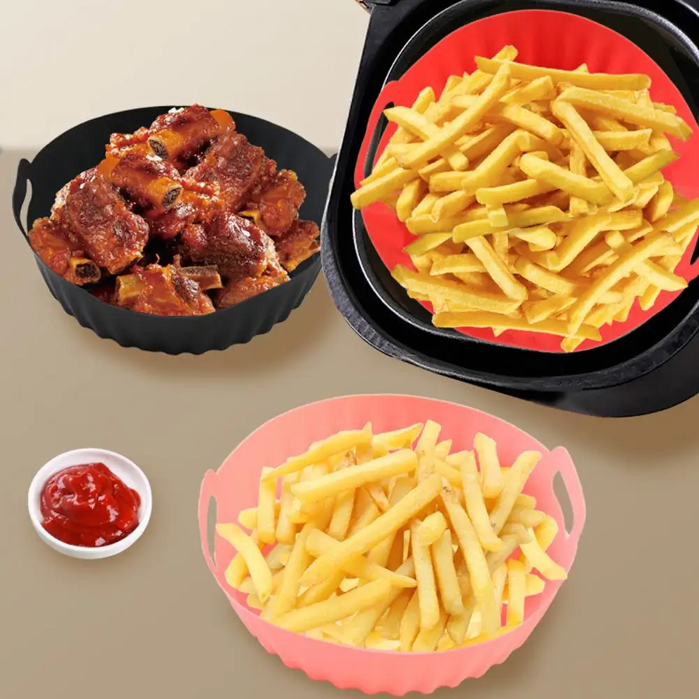 

Silicone Air Fryer Liners Reusable Safe And Eco-Friendly Baking Pan Airfryer Liners Pot Filters Mat Air Fryer Basket For Kitchen