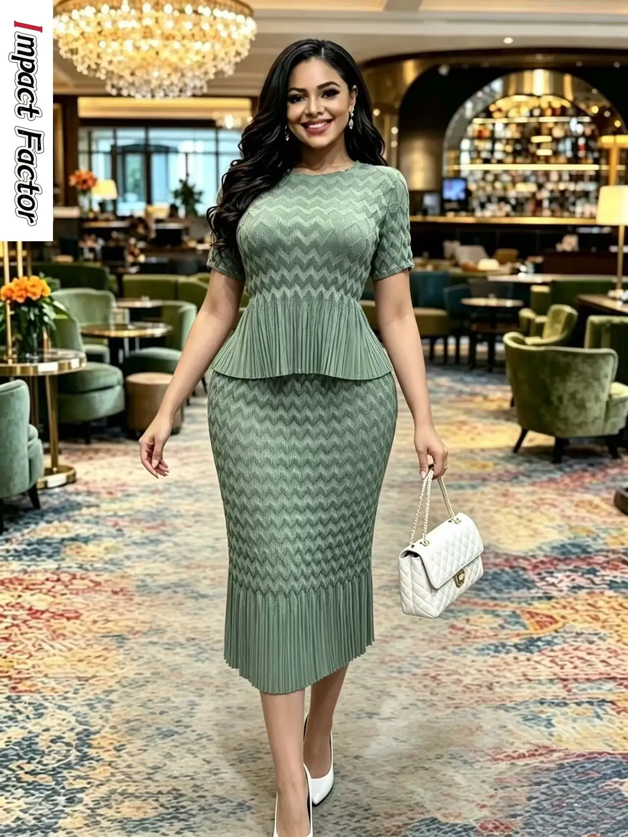 Miyake Fashion New Folded Women's Clothing High-end Temperament Irregular Skirt Top Half Skirt Two-piece Set