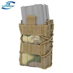 Bolsa de cargador de Rifle táctico, soporte de acoplador Molle MAG de doble pila, cordón elástico de choque M4 AK HK416 AR15, funda de caza