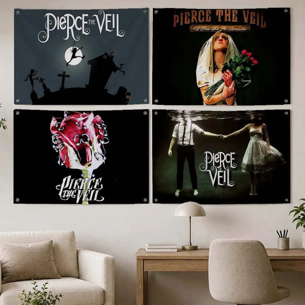 Pierce the Veil Post-Hardcore Flags Room Home Decor Wall‑Hanging Art Banner, Outdoor for Bedroom Party Background Decoration