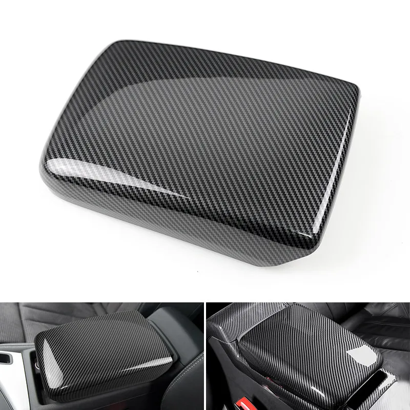 For Audi A4 B9 A5 2017 2018 2019 2020 2021 Car Carbon Fiber Pattern Inner Center Control Armrest Storage Box Cover Accessories