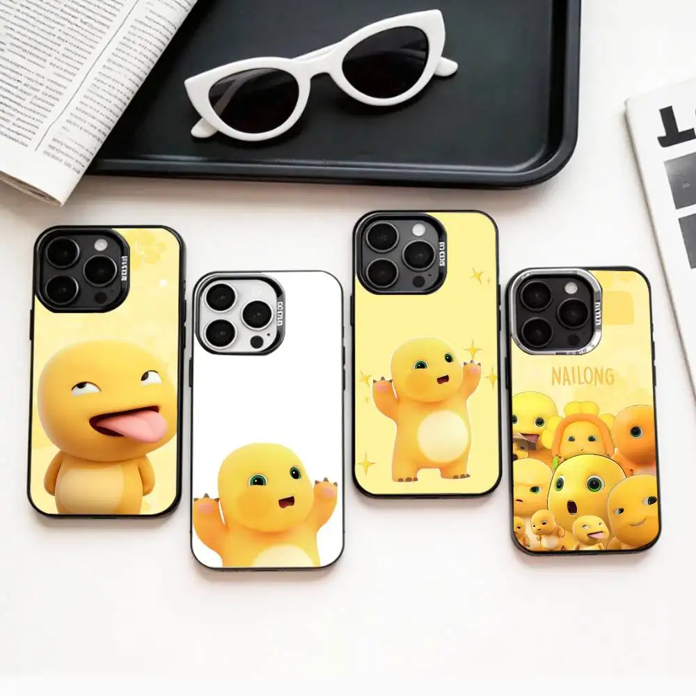 

Lovely C-Cute Nailong Phone Case For iPhone17,16,15,14,13,12,11 Plus,Pro Max Colored Silver Plated Inside Cover