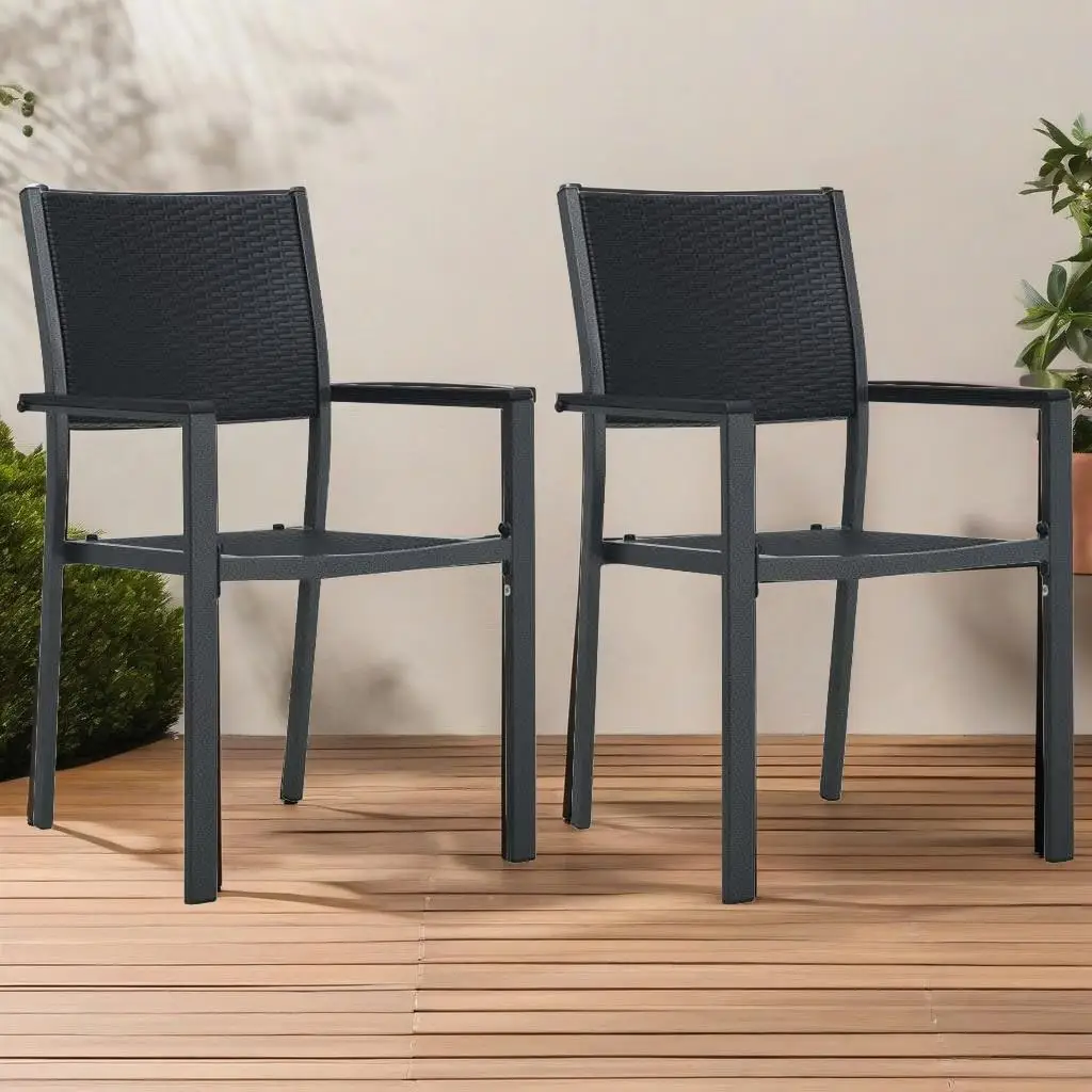 Black 3-Piece Patio Dining Set – Stylish Outdoor Furniture for Garden & Balcony