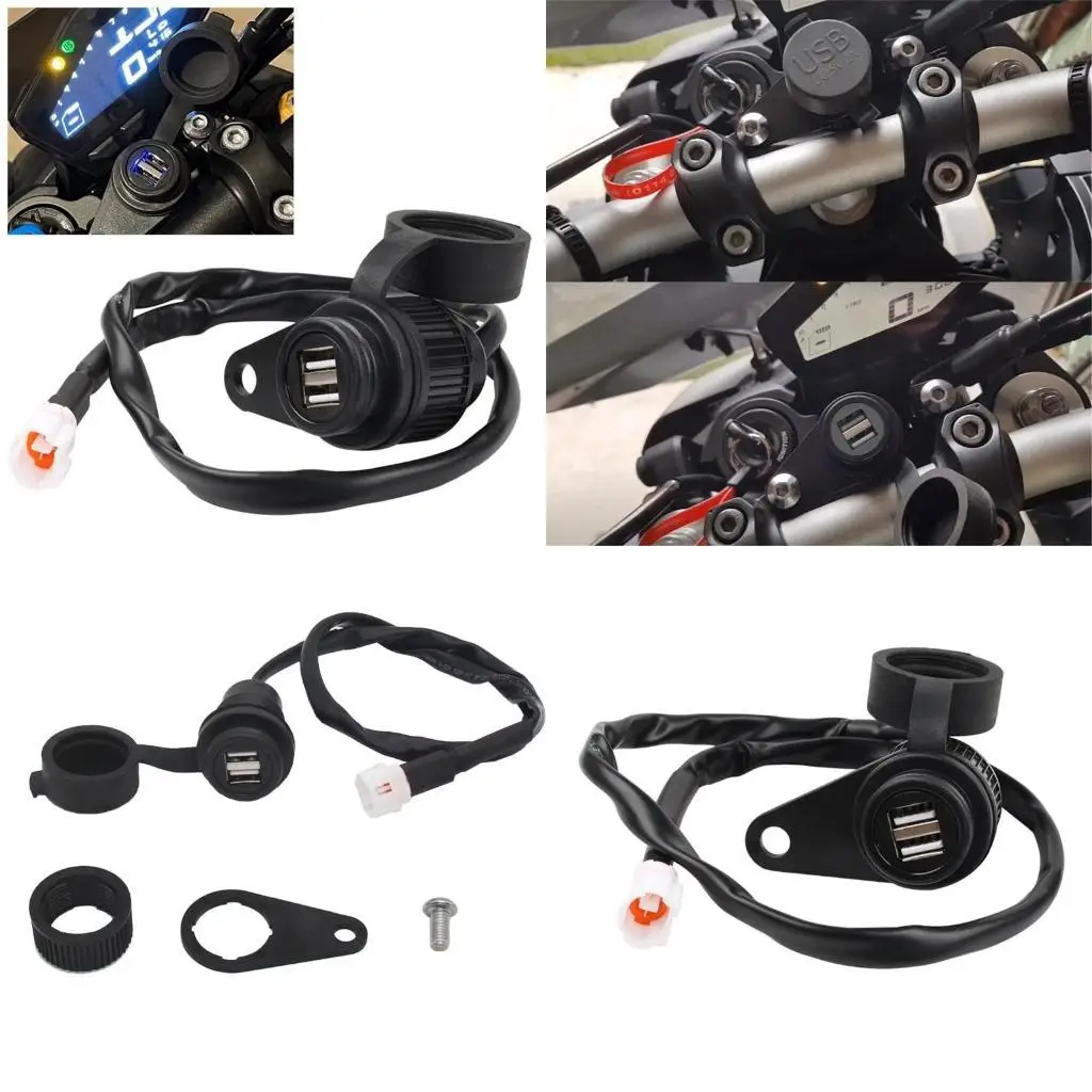 

02DE Motorcycle Outlet Adapter Charging Socket Double USB Charging Outlet Converter