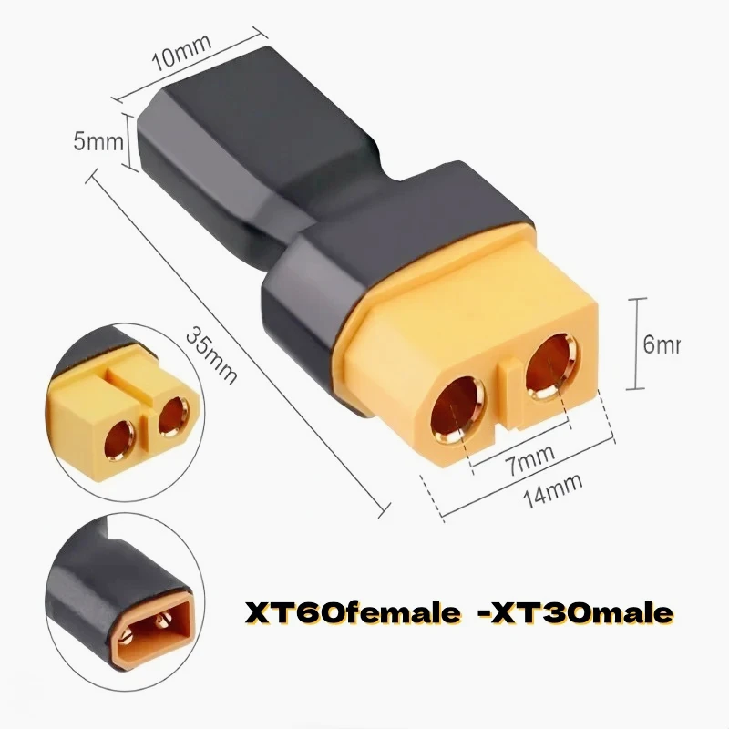 Adaptador de Bateria de Lítio XT60 para XT30 (1/4 Peças), Macho para Fêmea, Fêmea para Fêmea, Adaptador de Conversão de Bateria para Drone