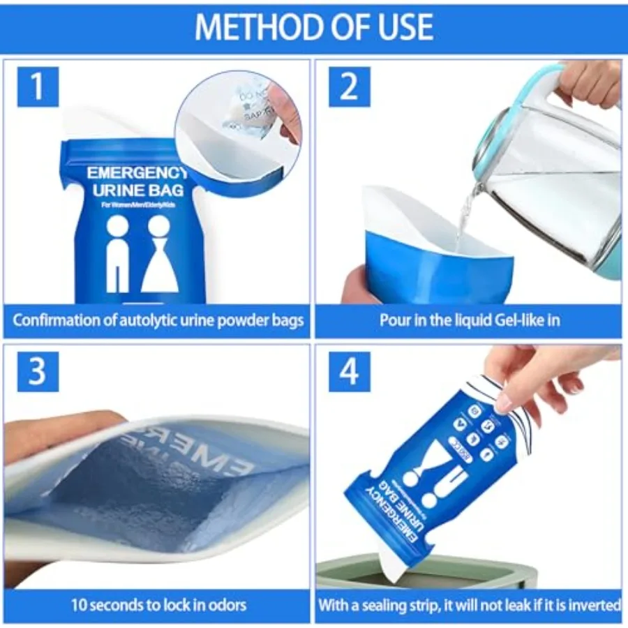 أكياس البول القابل للتصرف 10 قطعة 850 مللي المحمولة أوريل للجنسين أكياس التبول وأكياس القيء للسفر والتخييم في حالات الطوارئ ومربى المرور #6