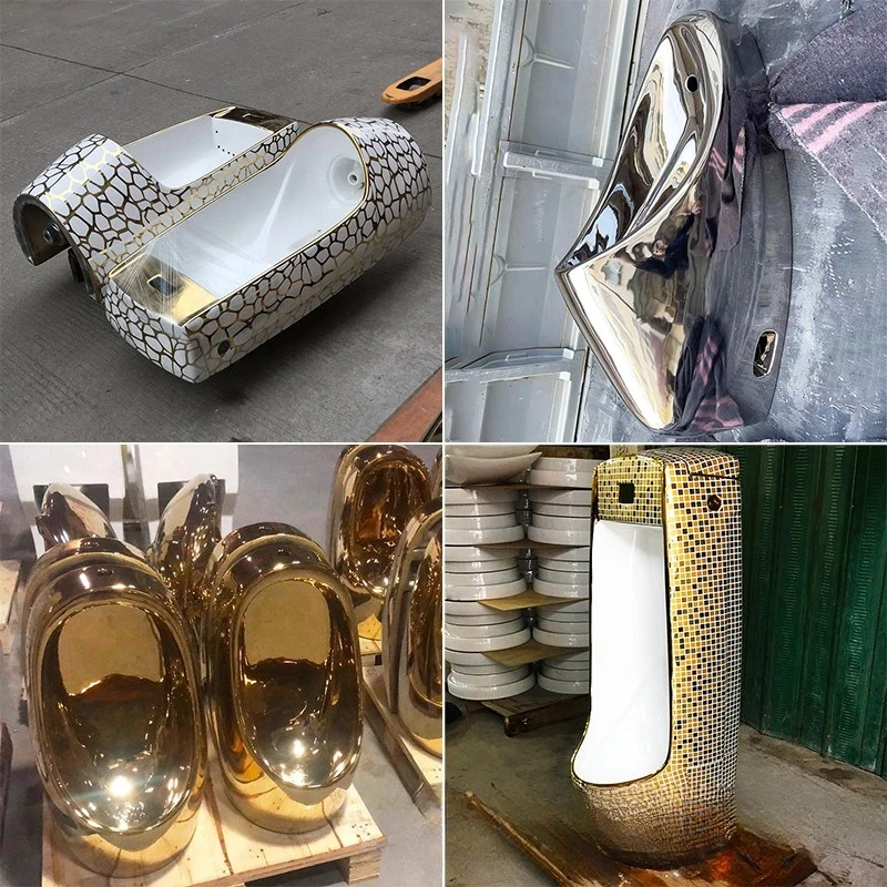 Urinal emas terintegrasi model berdiri untuk pria dengan sensor induksi