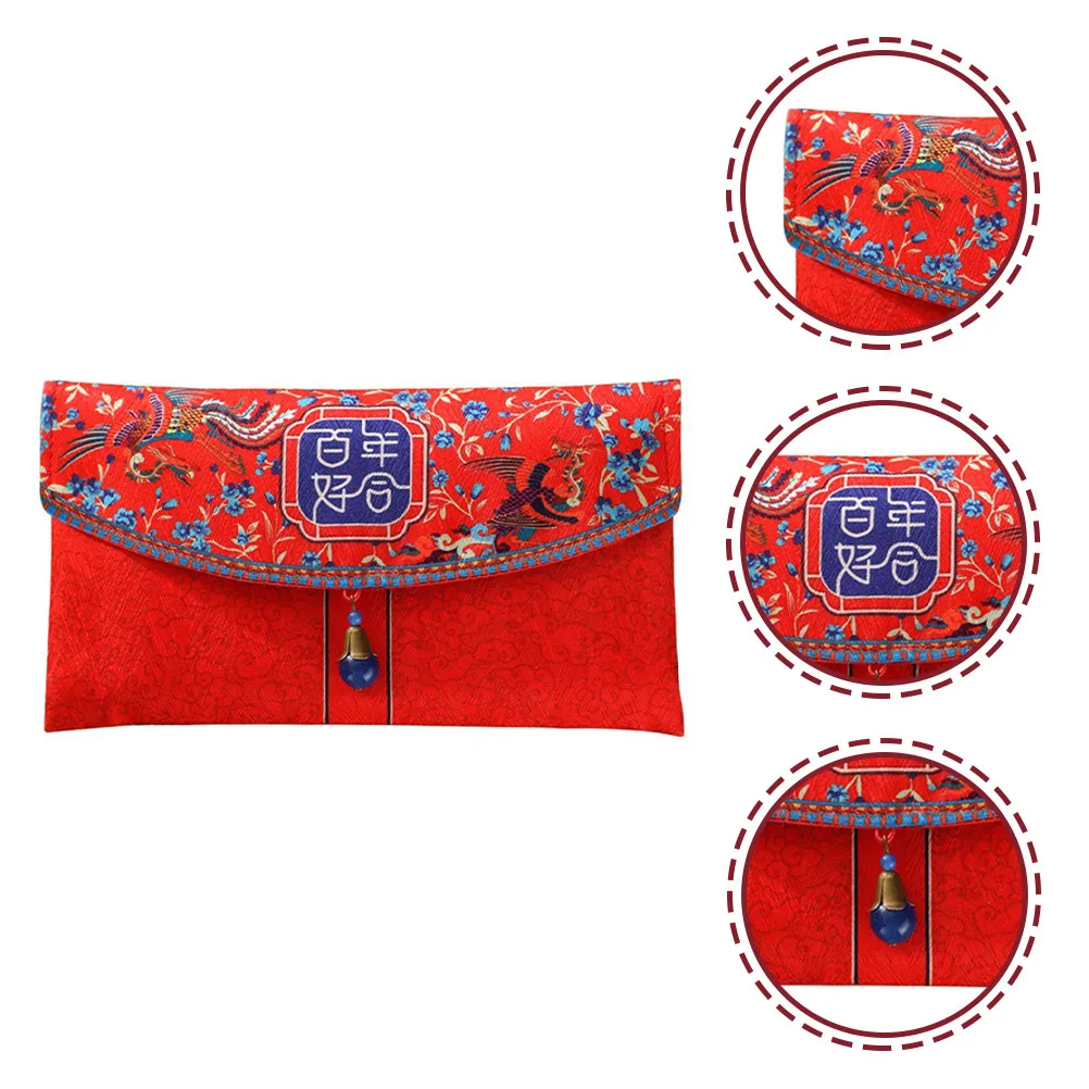 

Elegant Chinese Wedding Red Envelope Fabric Money Holder Exquisite Craft for Cash Gift Presentation Bridal Shower Favors
