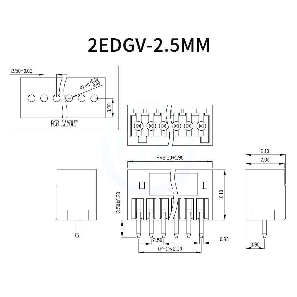 (10 pcs) 2EDGV 2EDGR 2.5mm Straight Pin / Right Angle 15EDGV / R 2.5 Small Pitch PCB Soldering Terminal Miniature Solder Board