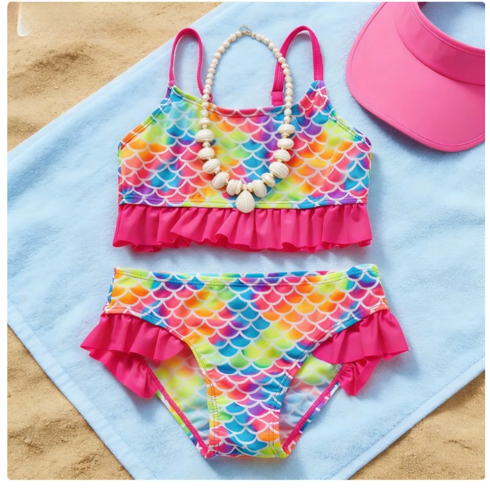 Kids Two Piece Swimsuit Girls Swimwear Toddler  Set UV Protection Quick Dry