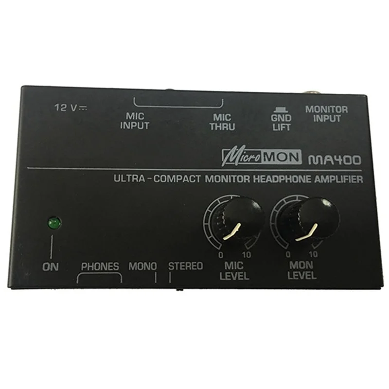 Dependable-MA400 Headphone Preamplifier Microphone Preamplifier Audio 6.35Mm & 3.5Mm Headphone Outputs Mixer US Plug