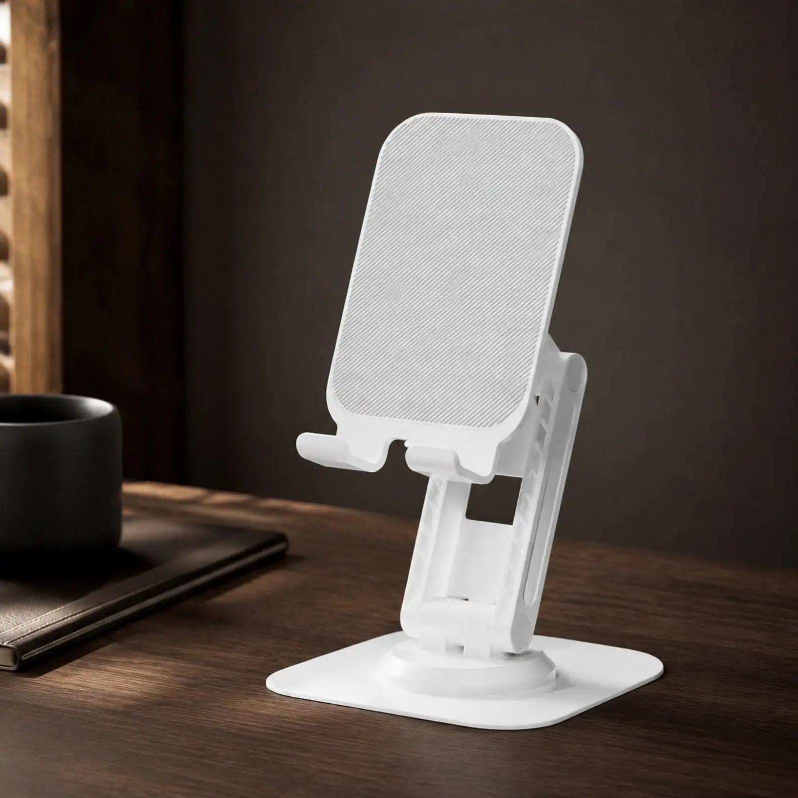Foldable Desktop Phone Stand Anti-Slip Alloy Metal Phone Stand with Rotating Base 360° Rotation Portable for Desk, Office