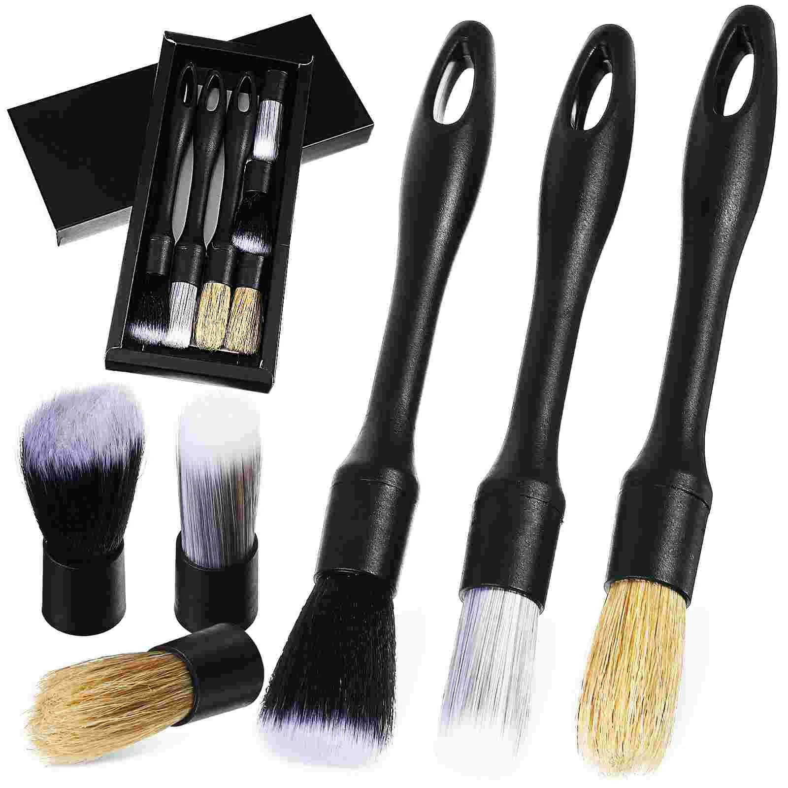 

Truck Car Interior Detail Brush 3-piece Set + Replacement Heads Detailing Accessories The Handle Is Pp Plastic Kit