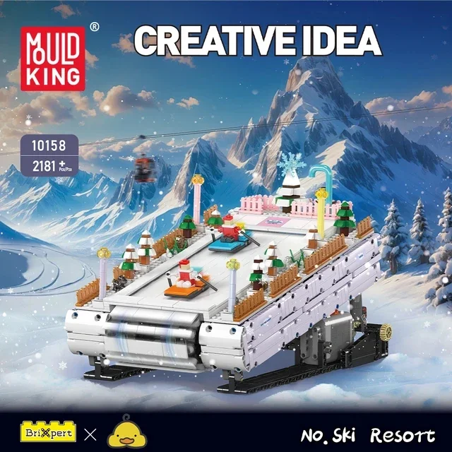 Mould King 10158 Weihnachts-Ski-Resort-Modell, Bausteine-Sets, Steine, MOC, pädagogisches Puzzle, Blöcke, Spielzeug für Kinder, Weihnachtsgeschenke