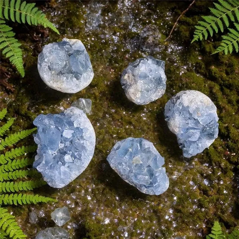 

Raw Celestitecrystals Irregular Shape Crystal Stones Gem Specimens For Home Room Shelf Decoration Stone Collection