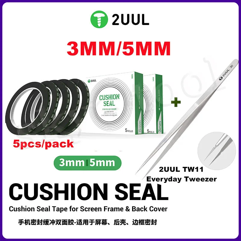 2UUL وسادة شريط عزل الشاشة الغطاء الخلفي الإطار إصلاح للصدمات توسيد حماية الوجهين الشريط ذاتية اللصق 3/5 مللي متر