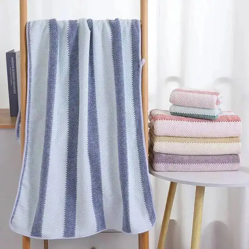Set di asciugamani con motivo a righe da 1 pezzo per bagno Asciugamano morbido per il viso Asciugamano da bagno Asciugamani assorbenti ad asciugatura rapida