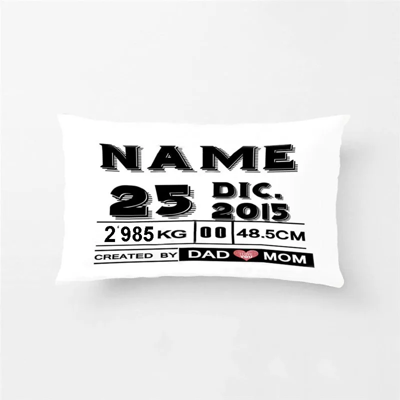 Customize Baby New Born Gift Birth Data Crown Pillow For Newborn Boys Decorative Cushion Cover