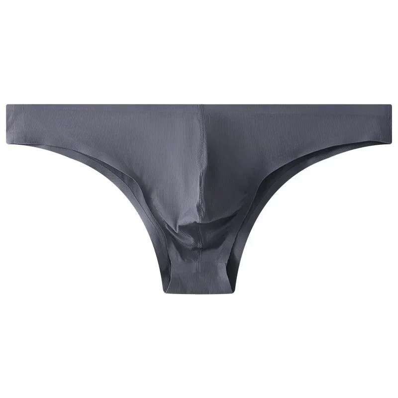 Men's Ice Silk Seamless Low Waist Mini Briefs, Half Hip Wrap Semi-Sheer Sexy Triangle Underwear For Summer Youth